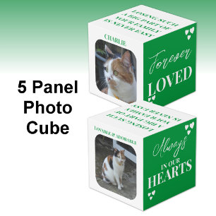 Cat Sympathy Keepsake Pet Memorial green photo Cube