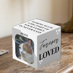 Cat Sympathy Keepsake Pet Memorial grey photo Cube