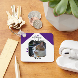 Cat Sympathy Keepsake Pet Memorial purple Key Ring
