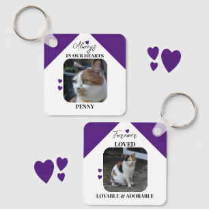 Cat Sympathy Keepsake Pet Memorial purple Key Ring