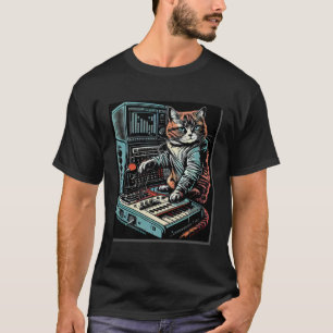 Cat Synthesizer Analogue Synth Vintage Studio Gear T-Shirt