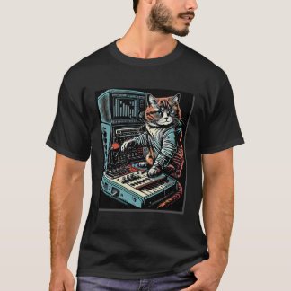 Cat Synthesizer Analogue Synth Vintage Studio Gear T-Shirt