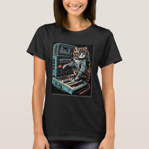 Cat Synthesizer Analogue Synth Vintage Studio Gear T-Shirt