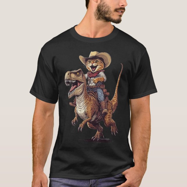  Cat T Rex Cowboy T-Shirt (Front)