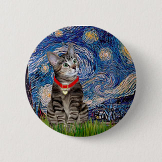 CAT (Tabby2) - Starry Night 6 Cm Round Badge