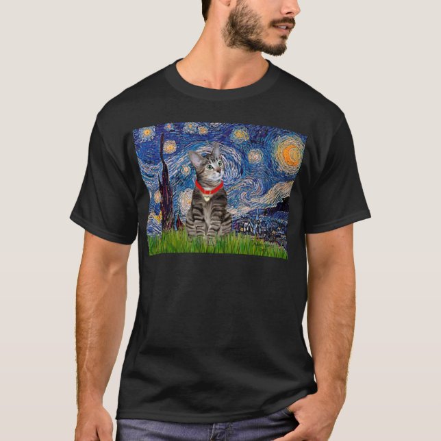 CAT (Tabby2) - Starry Night T-Shirt (Front)
