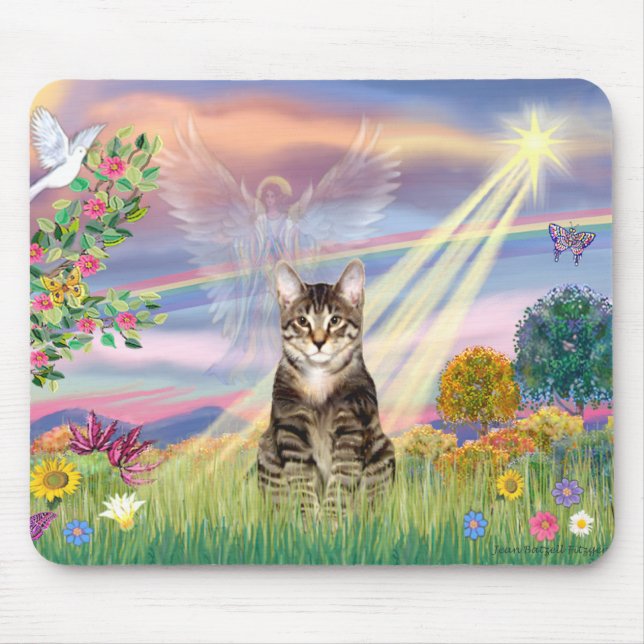 Cat (Tabby) - Cloud Angel Mouse Mat (Front)
