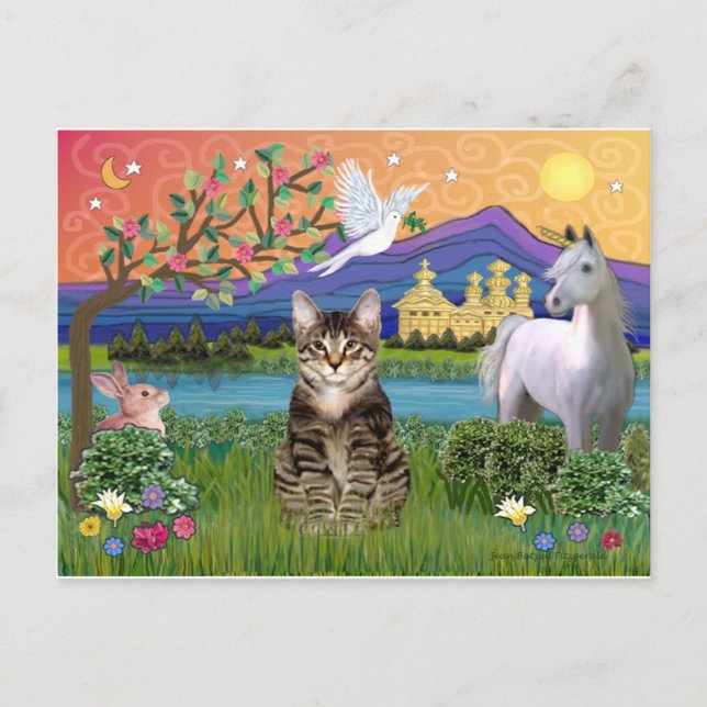 Cat -(Tabby) - Fantasy Land Postcard (Front)