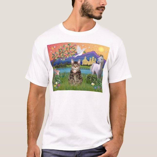 Cat -(Tabby) - Fantasy Land T-Shirt (Front)
