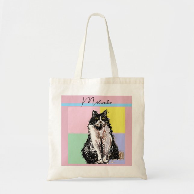 Cat Tabby Pastel Cats Kids Girls Light Pink Tote Bag (Front)