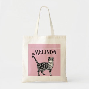 Cat Tabby Pastel Cats Kids Girls Light Pink Tote Bag