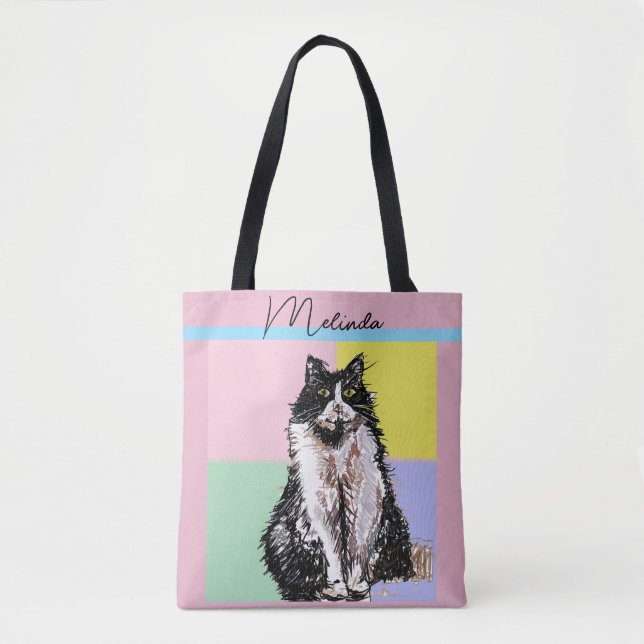 Cat Tabby Pastel Cats Kids Girls Light Pink Tote Bag (Front)