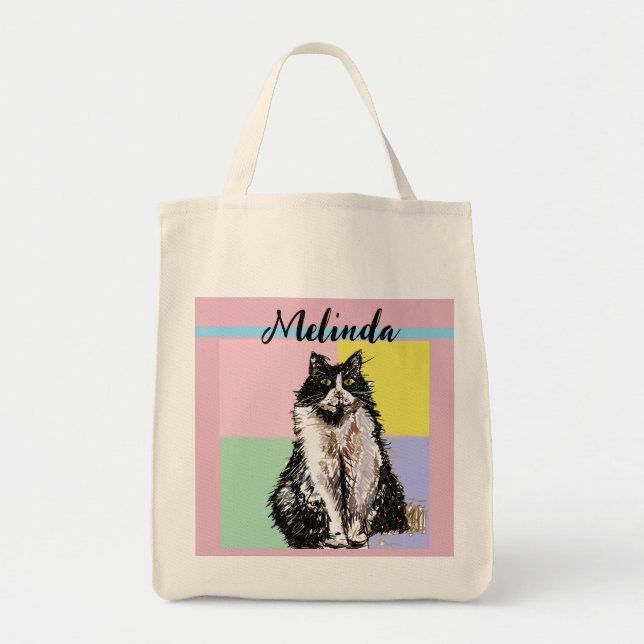 Cat Tabby Pastel Cats Kids Girls Light Pink Tote Bag (Front)