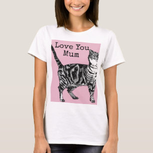 Cat Tabby Pastel Cats Rose Pink Love Mum Mother T-Shirt