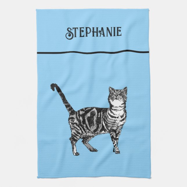 Cat Tabby Pastel Cats Womens Light Pink Tea Towel (Vertical)