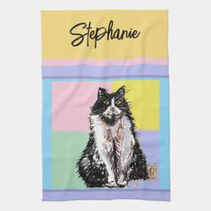 Cat Tabby Pastel Cats Womens Pastel Colors Tea Towel