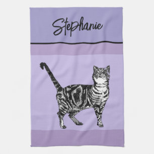 Cat Tabby Pastel Cats Womens Pastel Purple Tea Towel
