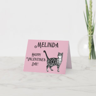 Cat Tabby Pastel Pink Cats Valentines Day Card