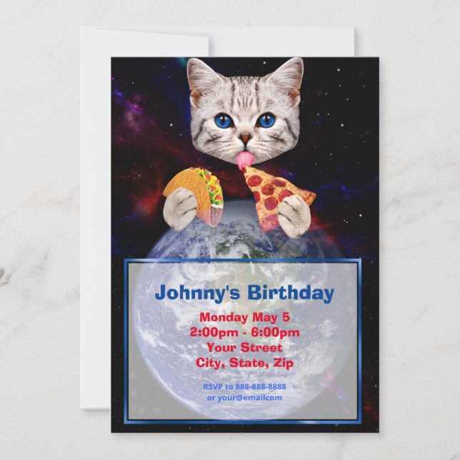 Cat,Taco and Pizza Invitation (Front)