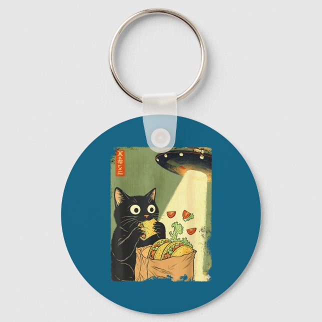 Cat Tacos Anime UFO Japanese Custom Key Ring (Front)