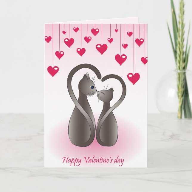 Cat Tail Heart Valentine Card (Front)