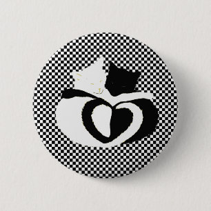 CAT tails - love black white 6 Cm Round Badge