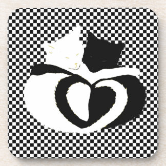 CAT tails - love black white Coaster