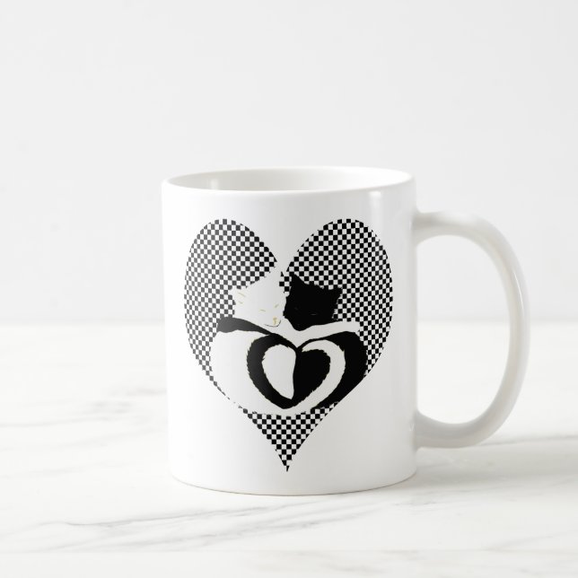 CAT tails - love black white Coffee Mug (Right)