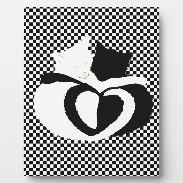 CAT tails - love black white Plaque (Front)