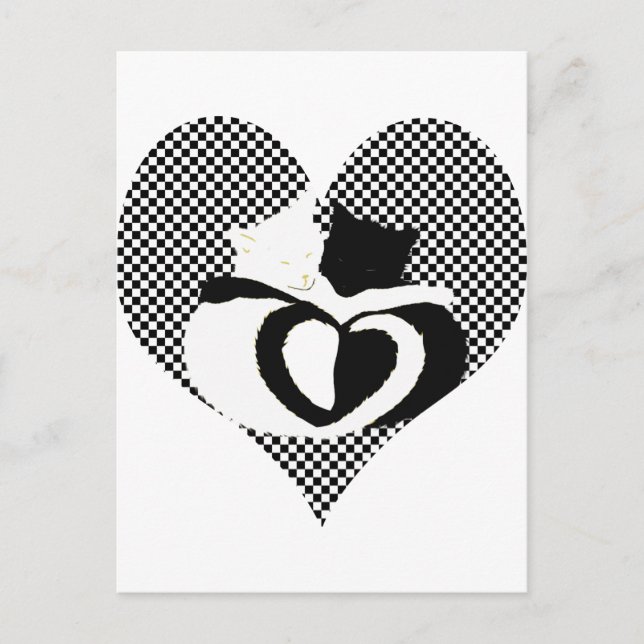 CAT tails - love black white Postcard (Front)