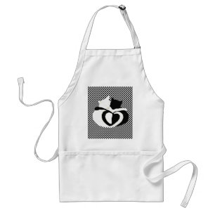 CAT tails - love black white Standard Apron