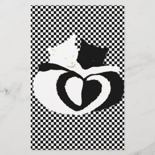 CAT tails - love black white Stationery