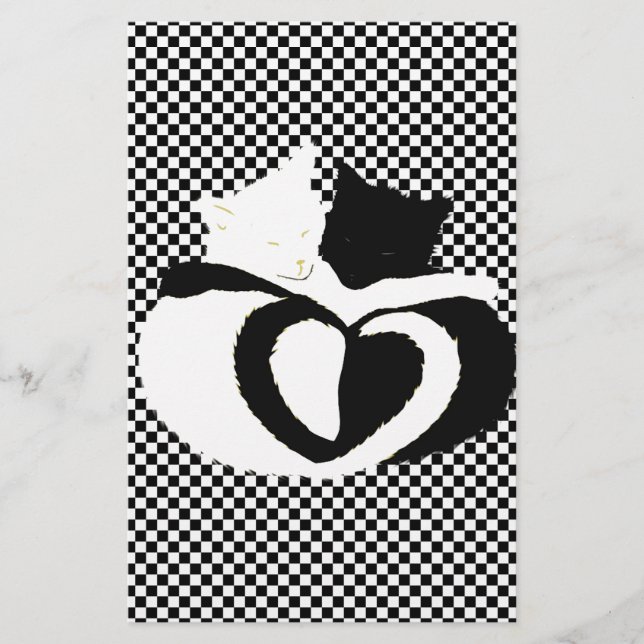CAT tails - love black white Stationery (Front)