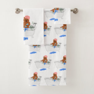Cat Takes a Bath Bath Towel Set
