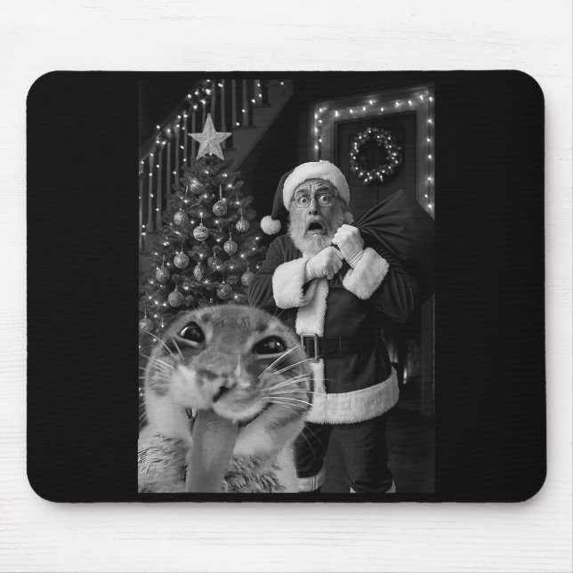 Cat Taking A Selfie Santa Christmas Xmas Pajamas H Mouse Mat (Front)