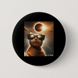 Cat Taking A Selfie With Solar 2024 Eclipse Wearin 6 Cm Round Badge
