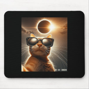 Cat Taking A Selfie With Solar 2024 Eclipse Wearin Mouse Mat