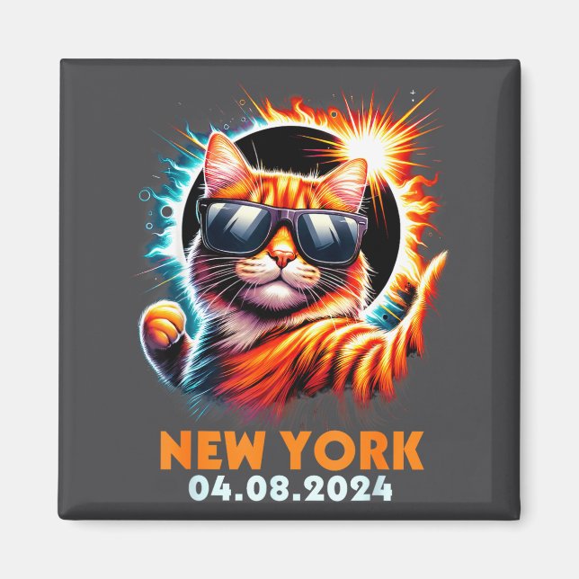 Cat Taking A Selfie With Total Solar Eclipse 2024  Magnet (Front)