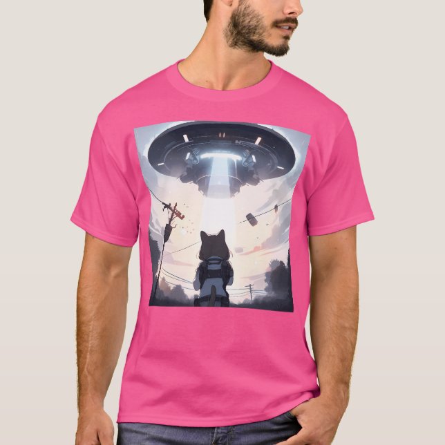 Cat  Taking Up By Ufo T-Shirt (Front)