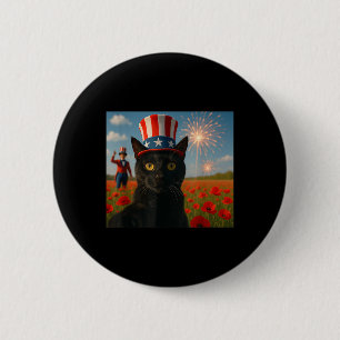 Cat Talking A Selfie Firework 4th Of July Patrioti 6 Cm Round Badge