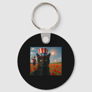 Cat Talking A Selfie Firework 4th Of July Patrioti Key Ring