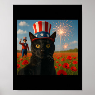 Cat Talking A Selfie Firework 4th Of July Patrioti Poster