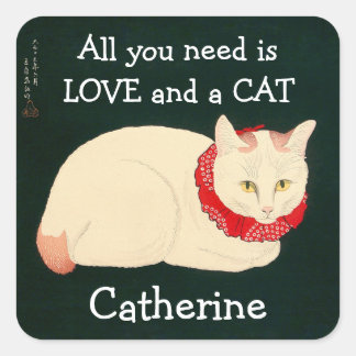 Cat Tama Square Sticker