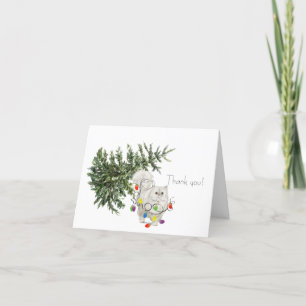 Cat Tangled in a Christmas Tree Holiday Card