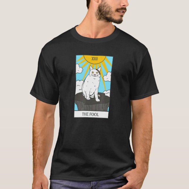 Cat  Tarot Card The Fool Feline Smiling T-Shirt (Front)