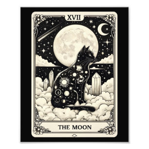 Cat Tarot Card The Moon Graphic Photo Print