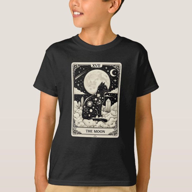 Cat Tarot Card The Moon Graphic T-Shirt (Front)