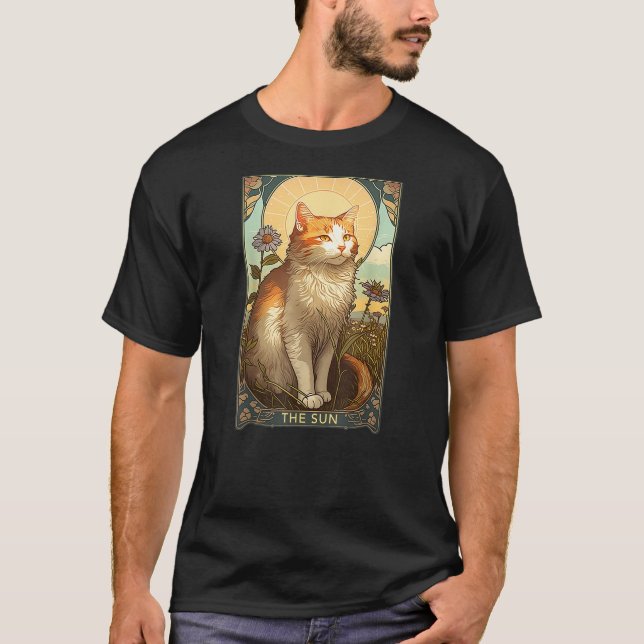 Cat Tarot Card, The Sun Tarot Card, Art Nouveau T-Shirt (Front)