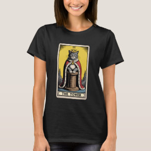 Cat Tarot Card The Tower Cat Scratching Post Tree  T-Shirt
