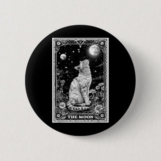 Cat Tarot Card Witchy Moon Hat Halloween Black 6 Cm Round Badge